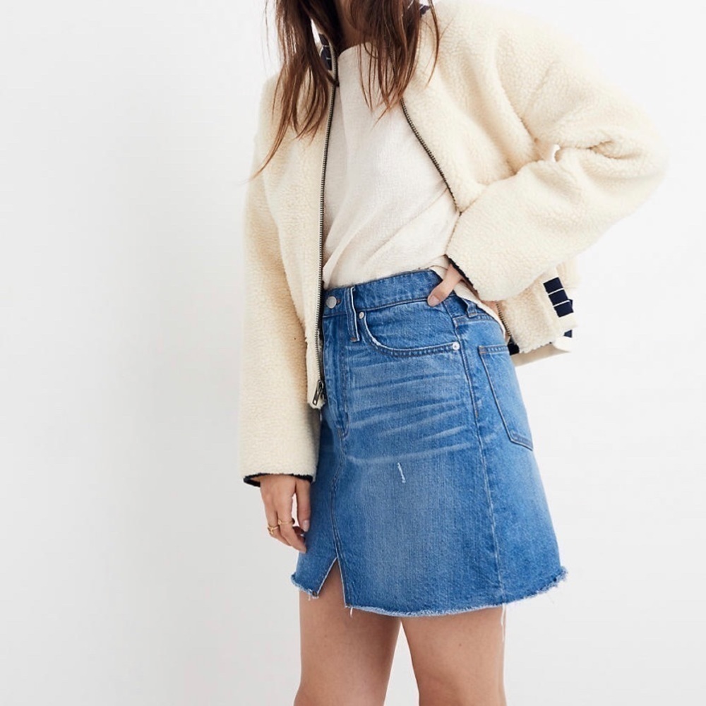 Madewell cutout denim a-line mini skirt NWT 33” - Picture 2 of 11